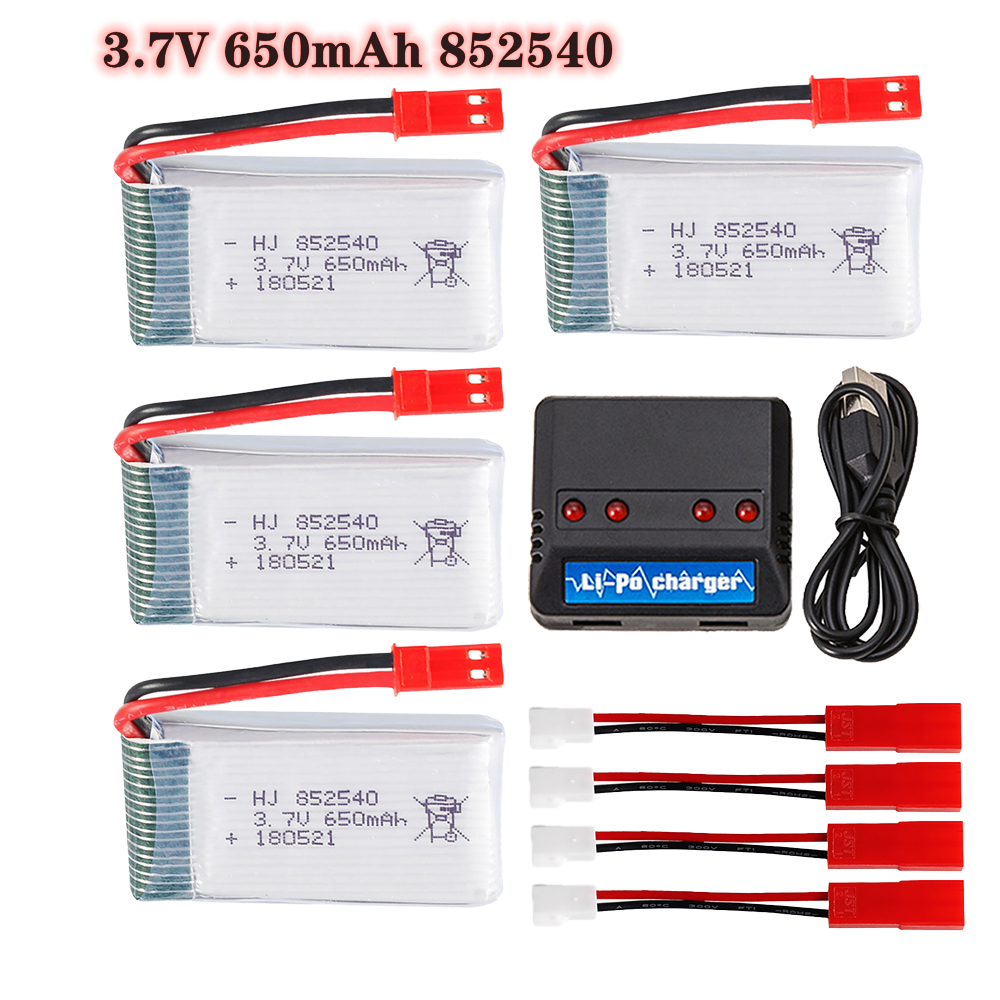Drone Battery Charger - 3.7v 650mAh 852540 Lipo Battery +4