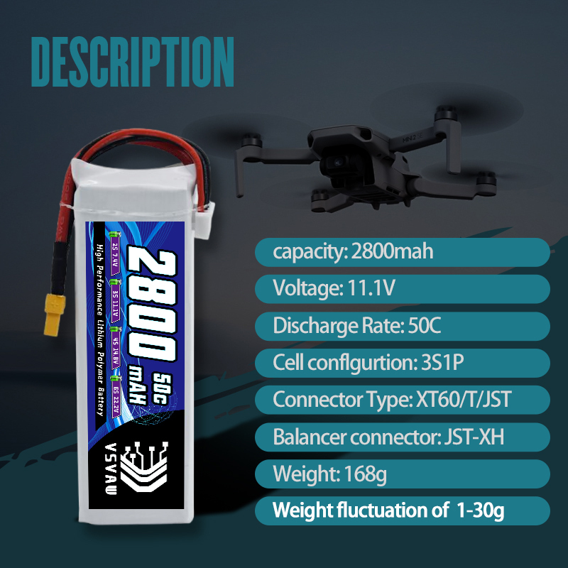 VSVAW 3S 2800mAh Lipo Battery  - Drone Battery 3S review and price