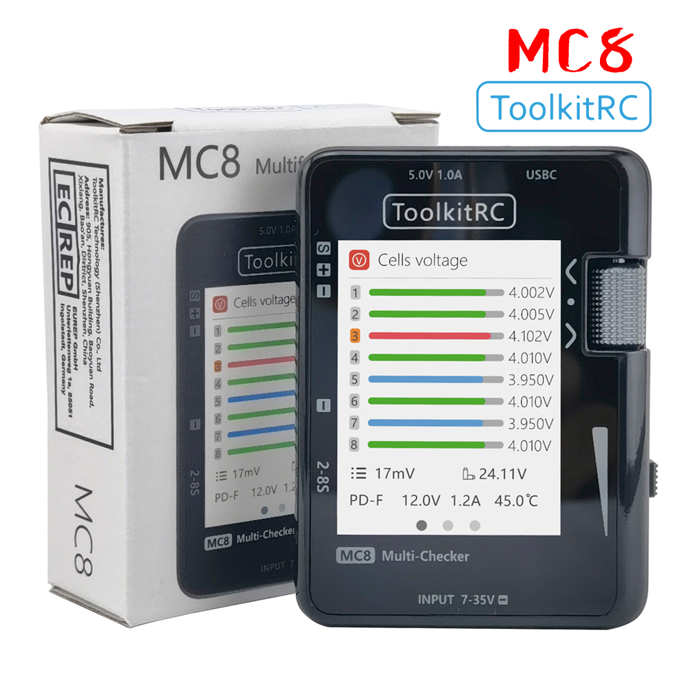 ToolkitRC MC8 SC100 Mini Size  - Drone Battery Voltage Checker review and price