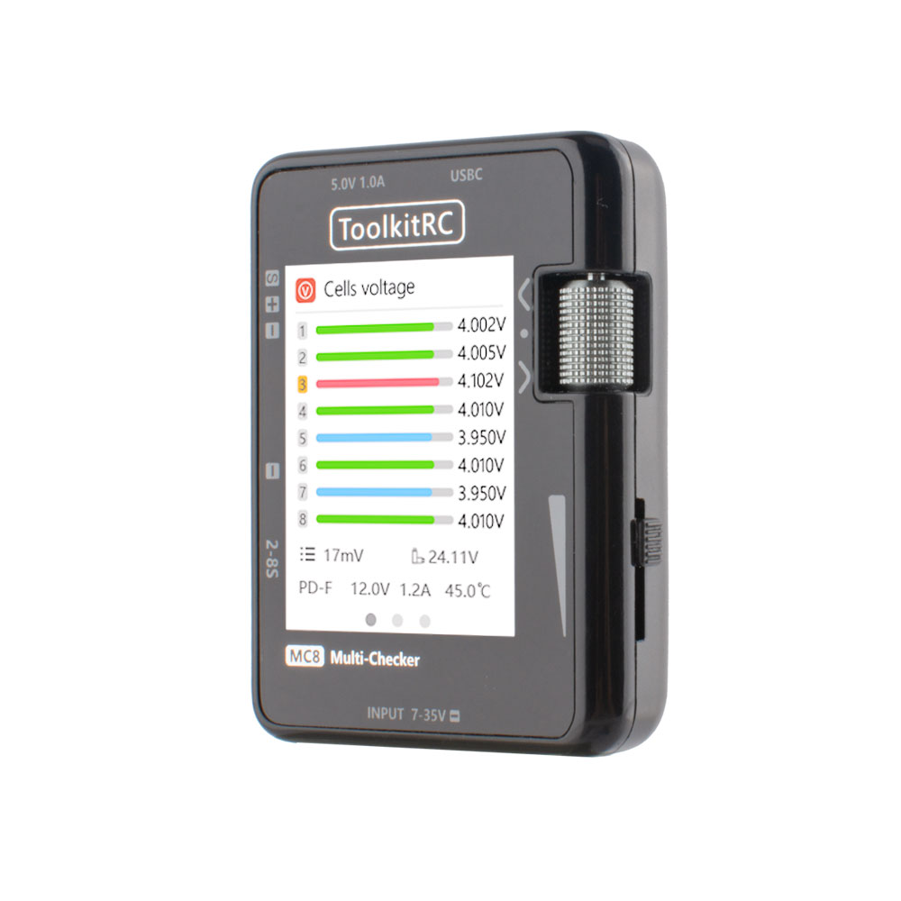 ToolkitRC MC8 SC100 Mini Size  - Drone Battery Voltage Checker review and price