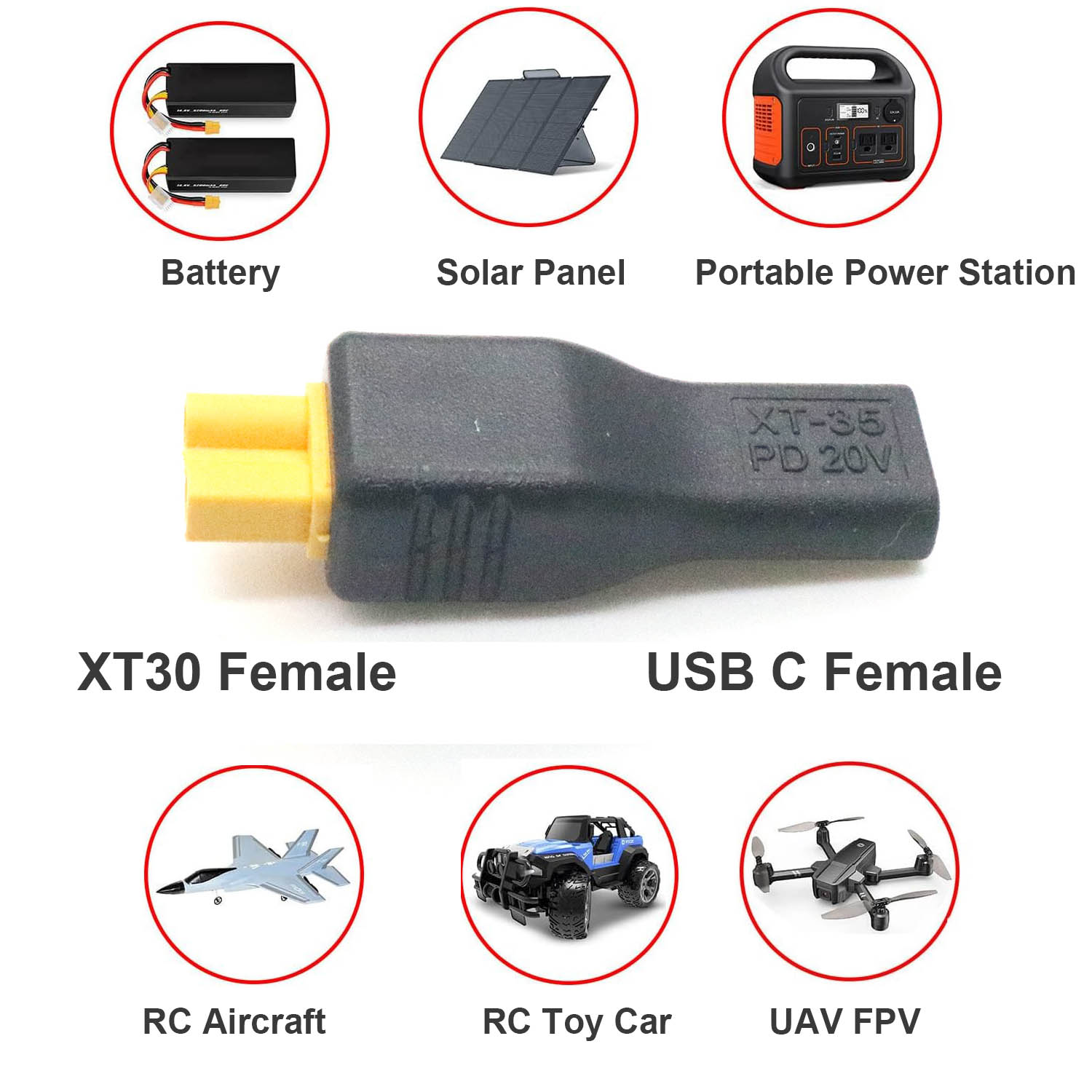 1pc USB Type C Female Input to - Drone Battery Connector review and price