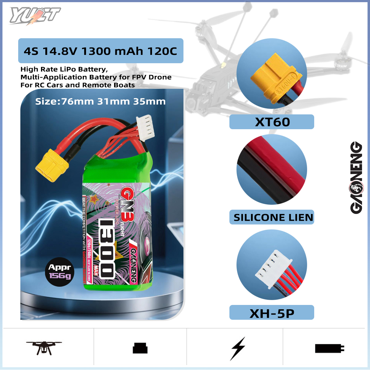 YUCT GNB 6S LiPo Battery 22.2V - Drone Battery 6S review and price