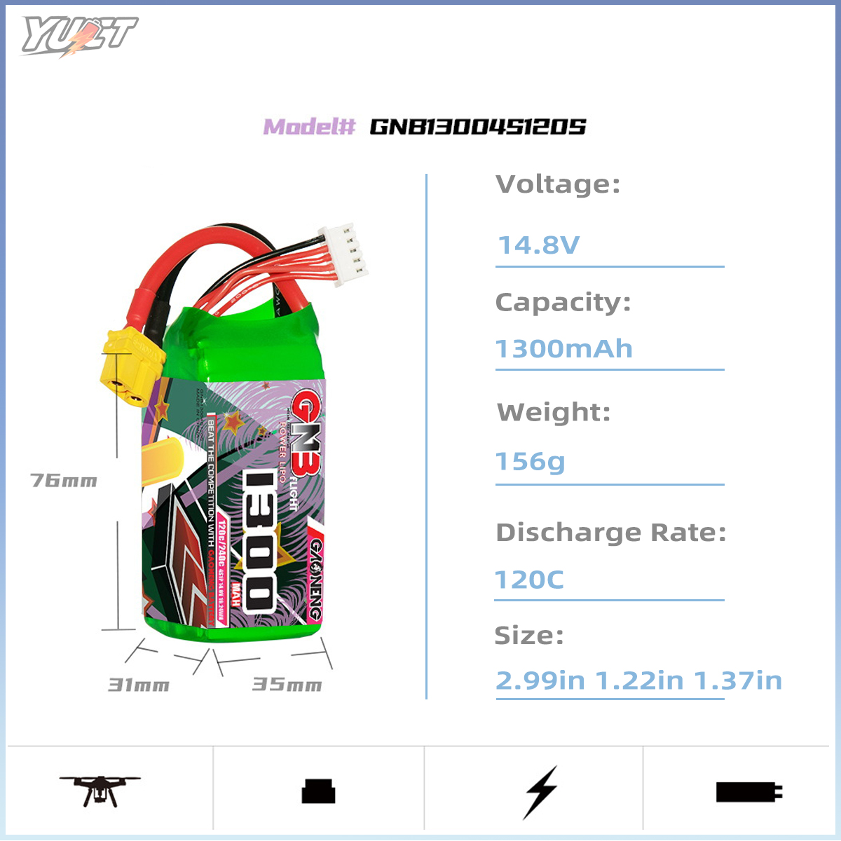 YUCT GNB 6S LiPo Battery 22.2V - Drone Battery 6S review and price