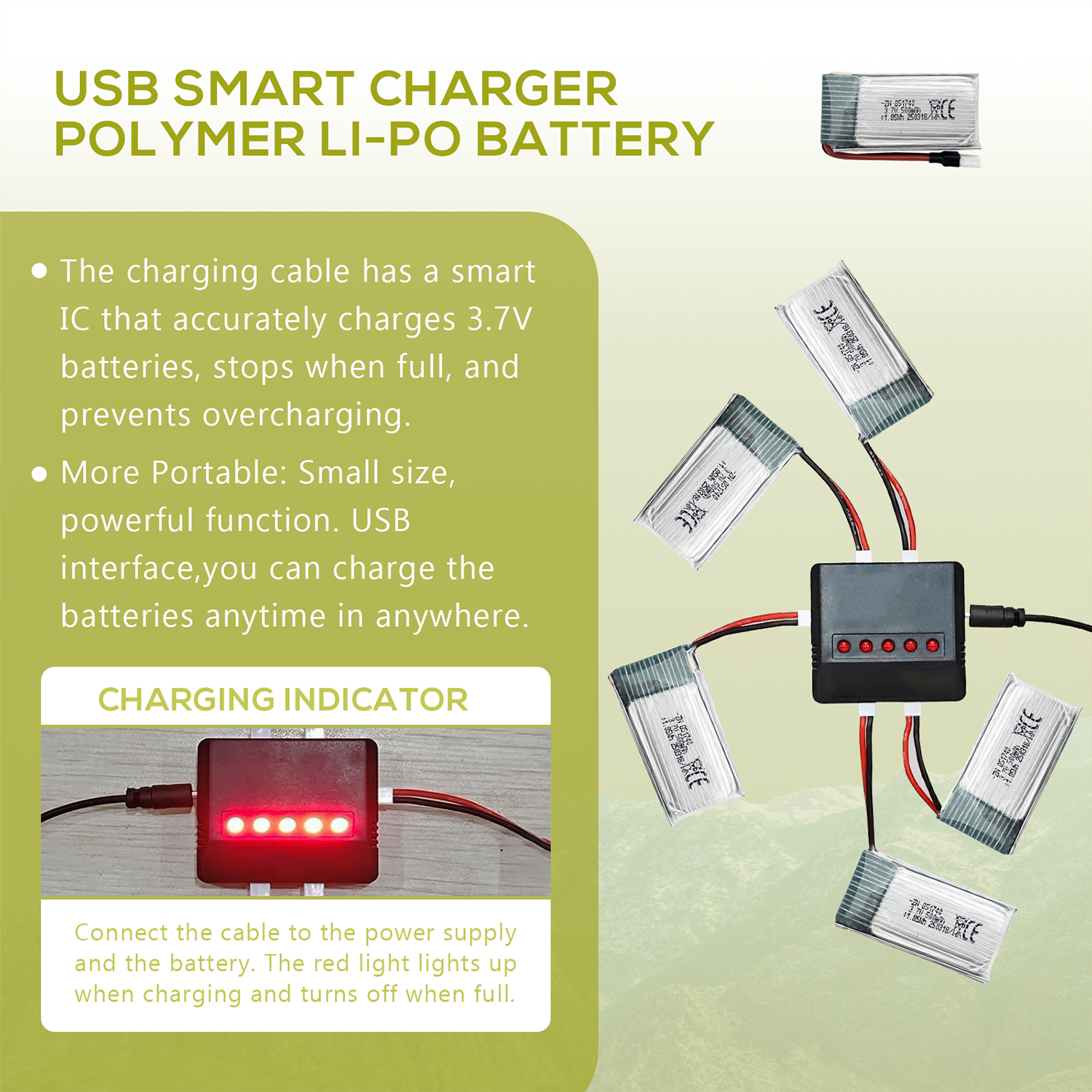 5Pcs 3.7V 500mAh LiPo Batterie - Drone Battery Charger review and price